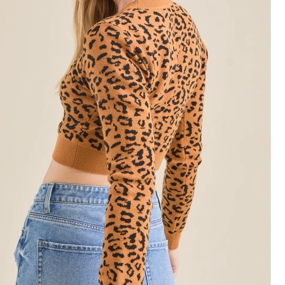 NEW Altar’d State Leopard Print Crop Sweater Top Size XL NWT - Picture 3 of 8